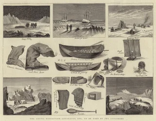 Die Arktis-Expedition, Apparate usw., die von den Entdeckern verwendet werden sollen